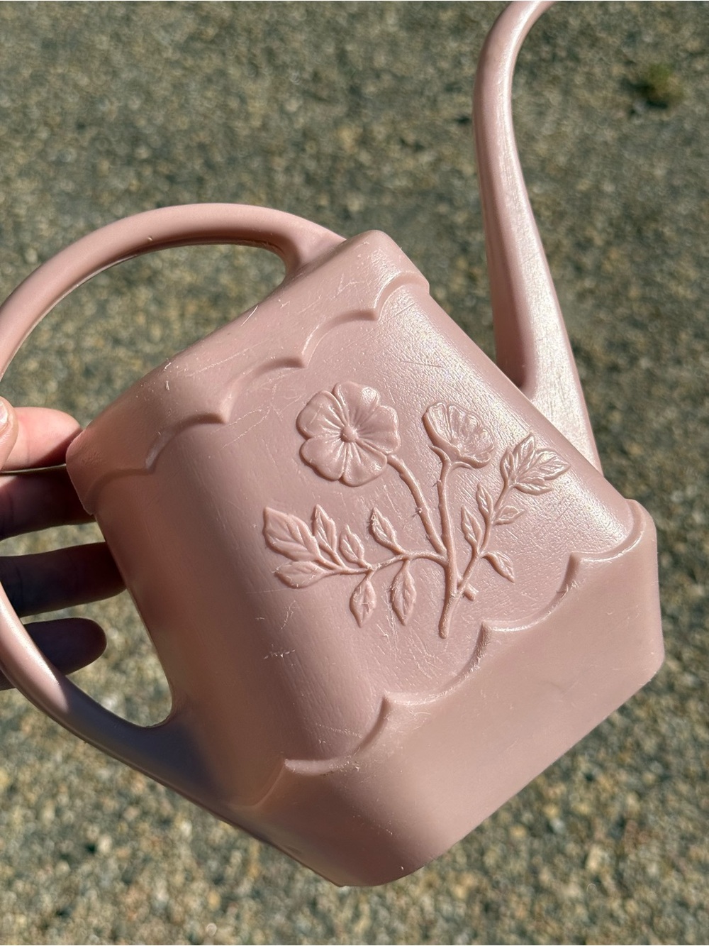 Pastel Pink Floral Plastic MCM Vintage Plant Watering Can by Continental Canada